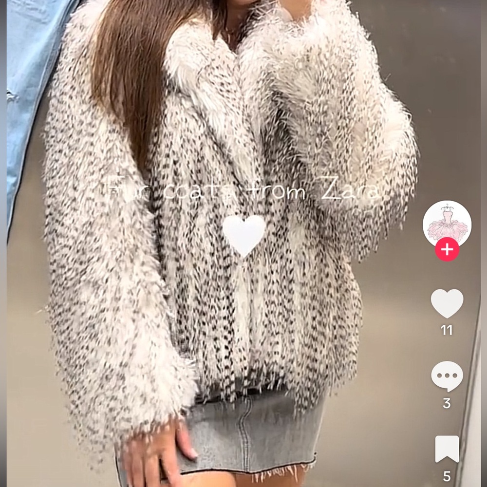 ZARA SHORT FAUX FUR COAT - Picture 5 of 16